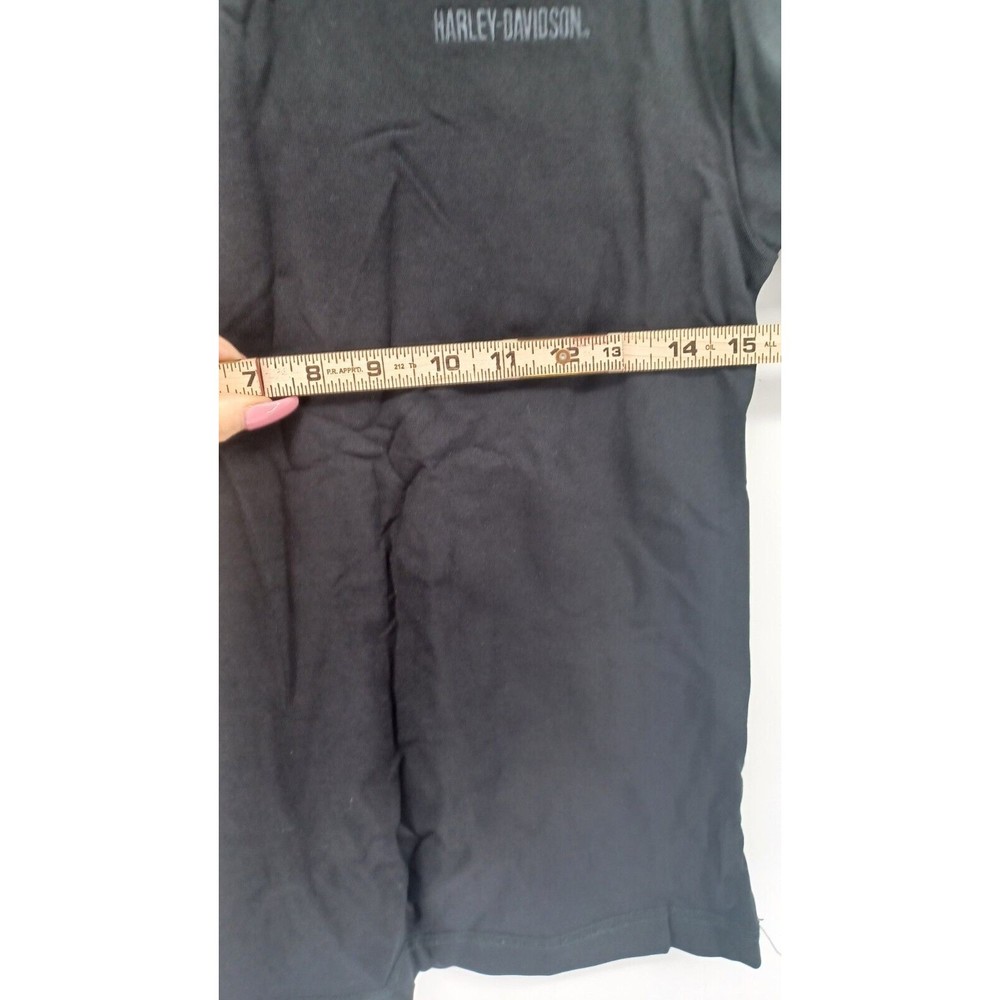 Harley Davidson T-Shirt Women’s Small Black Long Sleeve V-Neck Biker Cool Light - Picture 7 of 7